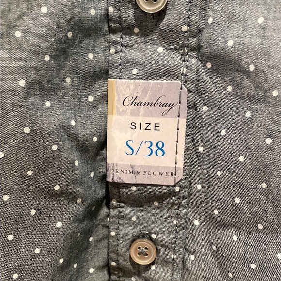 NWT Denim & Flower Blue and White Casual Button Down Chambray Shirt Men’s - Picture 4 of 13